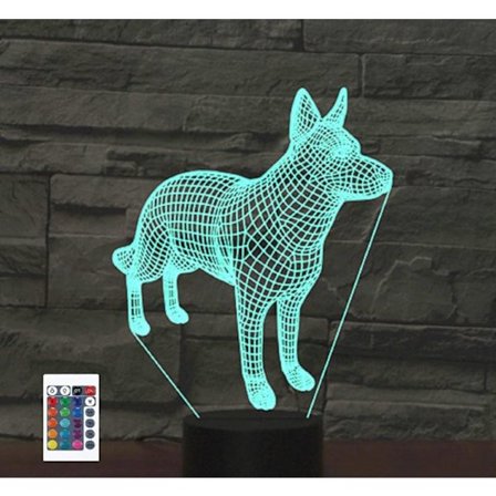 WJ 3D Hvalp Hund Fjernbetjening 16 Farve Natlys Illusion Akryl LED Bordlampe Sengelampe Børneværelse Skrivebord Dekoration Fødselsdag Gaver Legetøj 