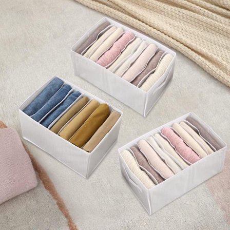 Farkkujen säilytys, housujen säilytys, 3 kpl (valkoinen, 7+9+9 lokeroa)