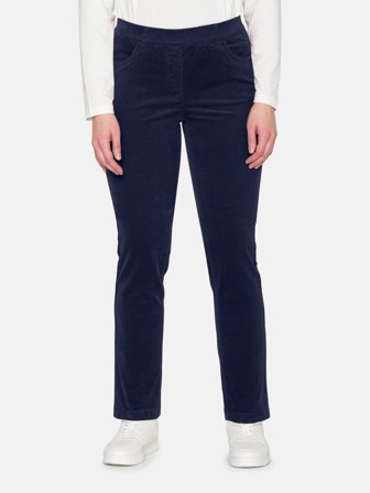 BRANDTEX - Sofie Fløjls Bukser - Mørk Blå - Slim Fit / Elastik i Taljen