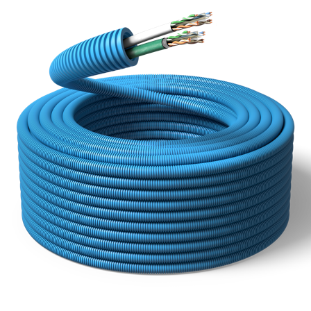 PM FLEX 2xF/UTP6A Multimediakabel fördragen, 25 mm x 100 m, Anslutningsdon & kablar