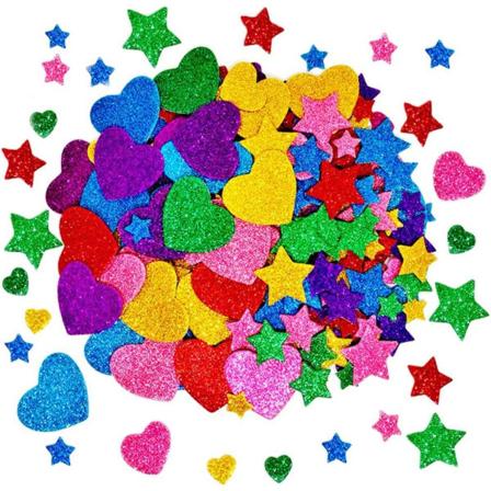 210 stk fargerike glitter skumklistremer selvklebende stjerner min