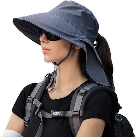Vattentät vandringssafarihatt Upf 50 sol UV-skydd bred brätte nackskydd kvinnor