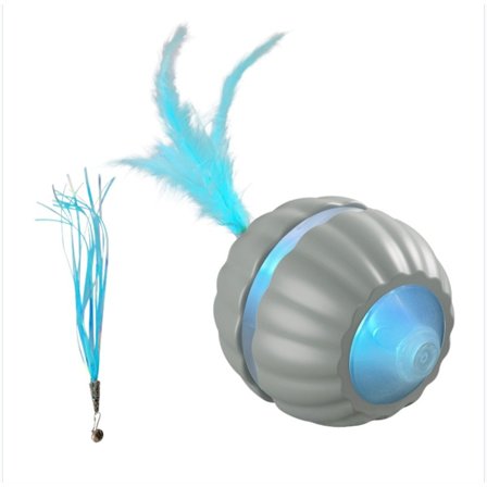 Interaktiv USB-C genopladelig kattelegetøjsbold med bevægelse og berøringsaktivering, 60 min batteritid Gray