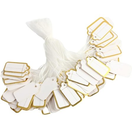 500 st prislappar i papper, prislappar Märkningsetiketter med snöre Mini