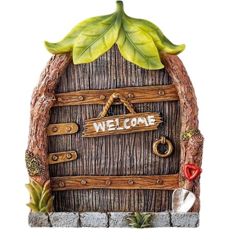 Miniature Fe-Havegårdsdør - Udendørs Fe-Hus til Træer, Havefigurer & Havepynt (Én Størrelse, E)