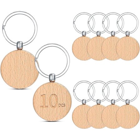 10 stk. Træ nøgleringe Træ nøglering emner Håndværk Træ nøglering emner Naturlig træ nøglering Personlige træ nøgleringe Runde til håndværk Pyrografi