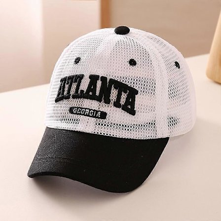 Åndbar baseballkasket med bogstaver til drenge og piger, afslappet sommerstil, justerbar til alderen 2-8 år