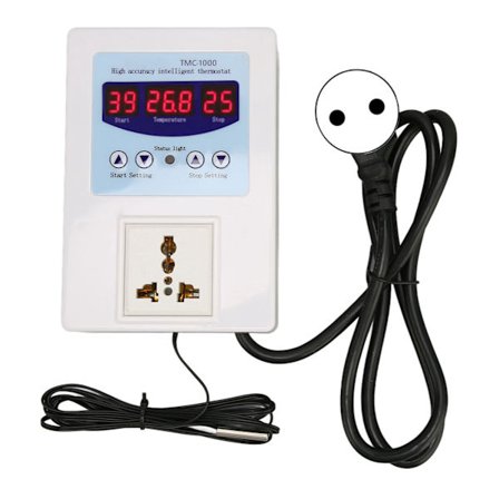 Digital LED temperaturregulator Vandtæt Plug and Play Opvarmning Køling Termostat til Opdræt Akvarier 110‐240V EU Stik