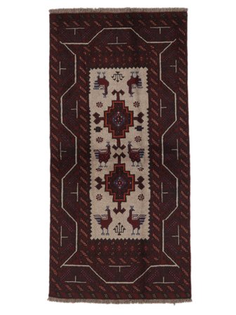 Oriental Baluch Rug 94X193 Black/Brown Wool, Persia