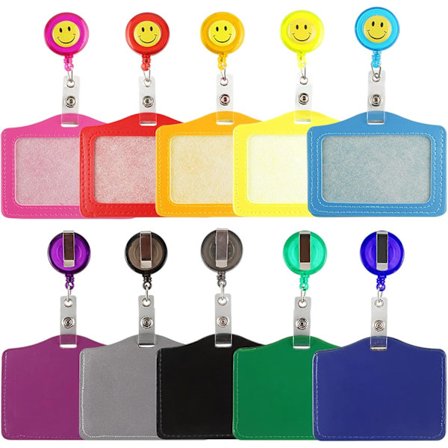 10 st ID-kortshållare, plastkortshållare med utdragbar hängande badge-rulle, kortshållare för kontor, skola