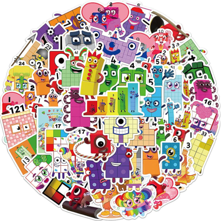 52 kpl Numberblocks-tarroja vedenkestäviä tarroja kannettavalle tietokoneelle, auton puskuriin, matkatavaralaukkuun, puhelimeen, vesipulloon, 