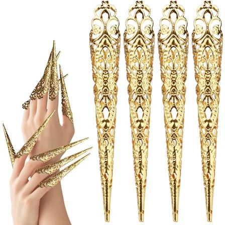 10-pakke fingerneglspiss klør ringer, antikk dronning kostyme finger