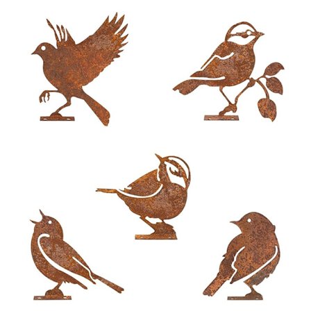 Rustne havedekorationer - Fuglesilhuetter model 1