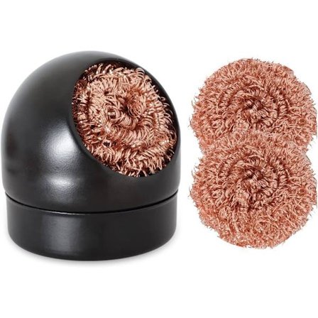 Lödkolvspetssats för rengöring, lödspets med mässingsrengöringssvamp, med svart hållare med 3 lödspetstrådar och 1 hållare, inget vatten behövs