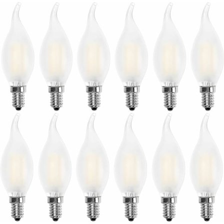E14 Flamme LED-pære, stearinlysform, varmt hvitt 2700K, 4W glødelampeekvivalent 40W, 400lm, 12-pakning [Energiklasse A+]
