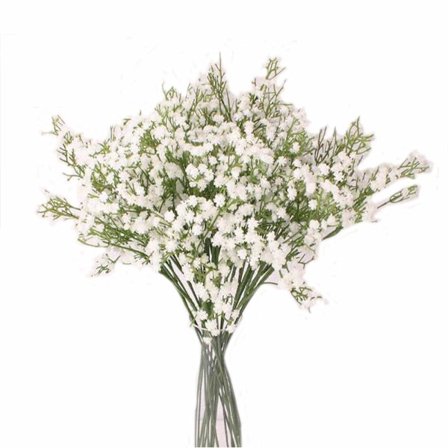5 stk kunstige blomster, kunstig gypsophila av plast (hvit)
