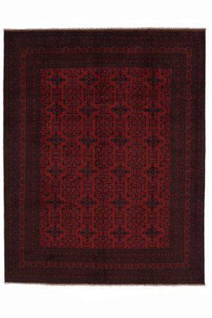 299X384 Tapis D'orient Afghan Khal Mohammadi Noir/Rouge Foncé Grand (Laine, Afghanistan)
