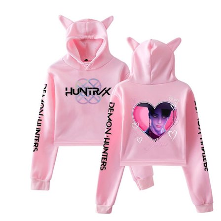 KPop Demon Hunter Hættetrøje 3D Printede Katteører Crop Top Hættetrøje