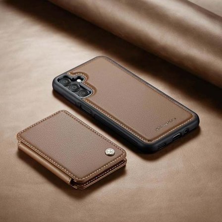 (För Samsung A53 5G) 2-i-1 PU-läder telefonfodral med magnetisk korthållare och kickstand, chockabsorberande och dropptestad