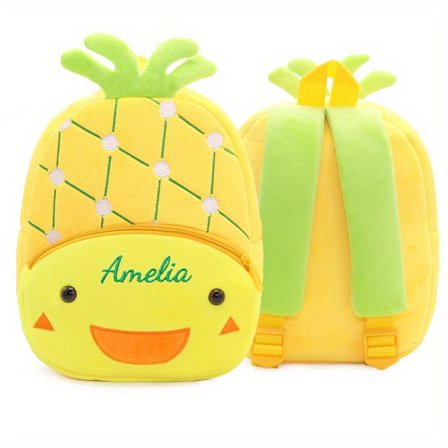 Anpassad Broderad Tecknad Frukt Ryggsäck, Färgglad Lättvikts Dagväska med Dragkedja och Sidofickor, Perfekt för Resor, Vardagligt Ut[D]