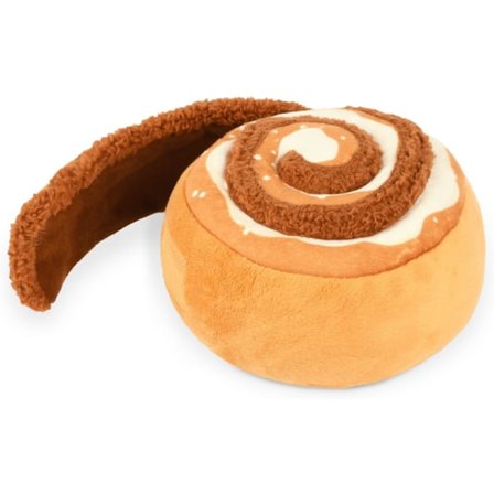 Søde udstoppede hundelegetøj - holdbart pibende tyggelegetøj Kanelruller, fantastisk til hvalpe og små, mellemstore og store hunderacer - 