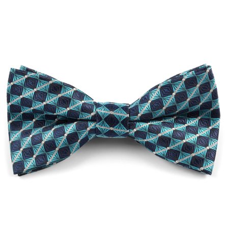 Turquoise & Navy Pre-Tied Bow Tie for Men - Pre-tied bow ties