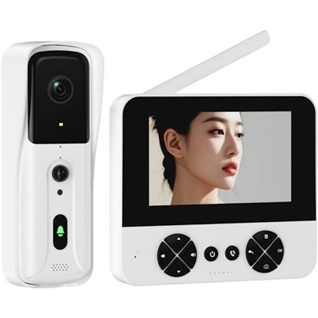 Trådløs dørklokke med kamera og skærm 1080P, video dørklokke med bevægelsesdetektering