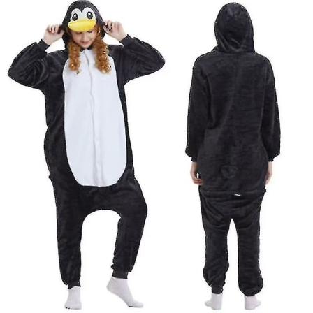 Unisex-aikuisen Kigurumi-eläinhahmoasu Onesie-pyjama Yksivärinen L Penguin