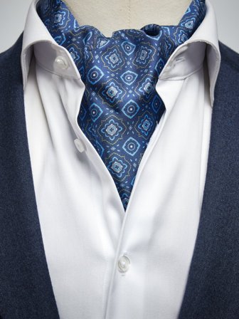 John Henric Men's Blue Ascot Geometric Size Onesize
