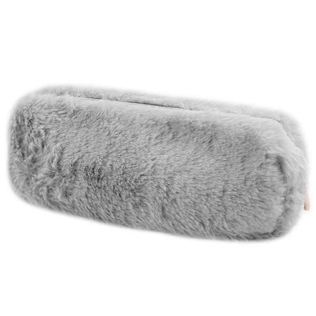 Plys Penalhus, Fluffy Penalhus til Piger Blødt Penalhus Plys Fuzzy Taske Fluffy Makeup Taske Sødt Penalhus (Grå)