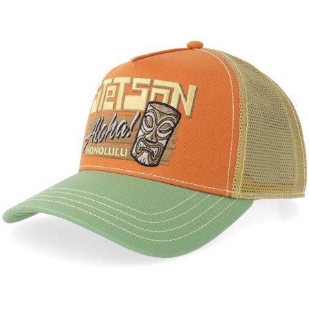 Stetson - Orange trucker Cap - "Honolulu A-frame Trucker Cap " @ Hatstore