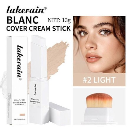Cover Cream Stick V White - Farveændrende Foundation Stick - Medium til Fuld Dækning Dugfrisk Finish Base Makeup - Dobbeltsidet med Aftagelig Børste 