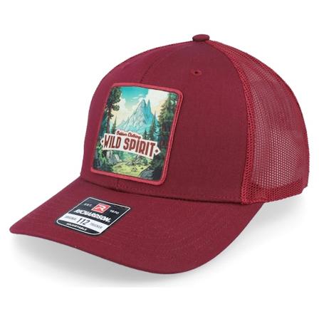 Wild Spirit - Rood trucker Cap - Mountain Forest Logo Box 112 Solid Cardinal @ Hatstore