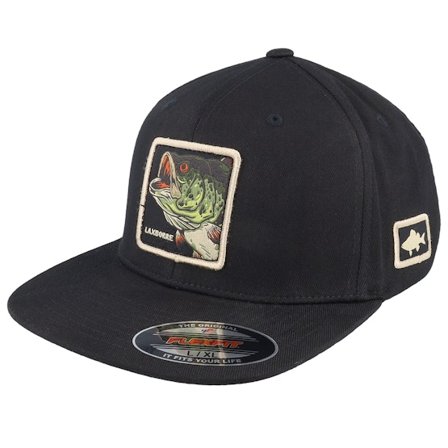 Skillfish - Laxborre Flat Brim Black Fitted Flexfit Fitted Black Cap - @ Hatstore