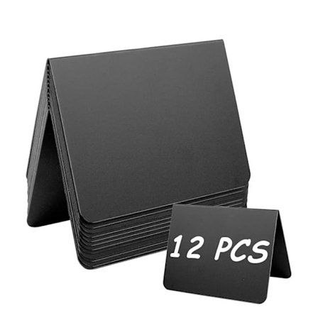 12 st Mini Svarta Tavla Skyltar 4x3 tum Liten Svart Tavla Krita Skylt Matetiketter för Fest Buffébord