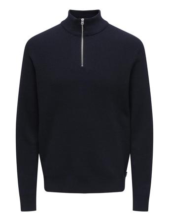 Onsphil Reg 12 Struc Half Zip Knit Noos Tops Knitwear Half Zip Jumpers Navy ONLY & SONS