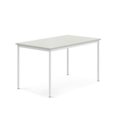 Skrivebord SONITUS, 1400x800x760 mm, grå højtrykslaminat, hvid