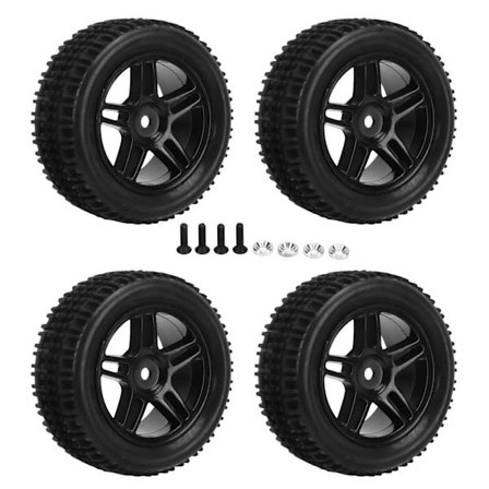4 stk. RC-dekk 12 mm hjulfelger og gummidekksett erstatning RC-dekk og hjulsett for 1/16 RC-bil svart