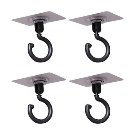 4-pak Selvklæbende Vægkroge – 360° Roterende Kroge til Loft & Håndklæder, Vandtætte uden Boring
