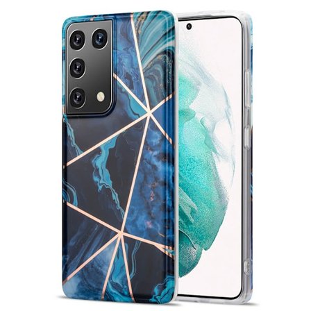 BOOM - Grid skal Galaxy S21 Ultra - Blå Marmor