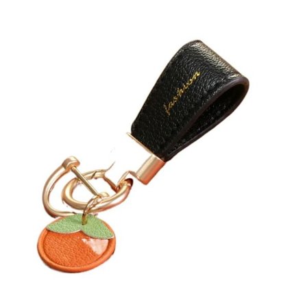 Läder Blomma Bil Nyckelring Bil Trinket Nyckelring SVART