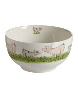 Kulho käsinpiirretyllä kuviolla Possu 1 kpl Valkoinen