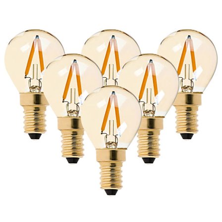 G40 LED Filament Mini Globe Lyspære 1W Ultra Varm Hvit 2200K Liten Edison Skrue E14 SES 12-24V Candelabra Pærer Ikke-Dimbar, Pakke med 6