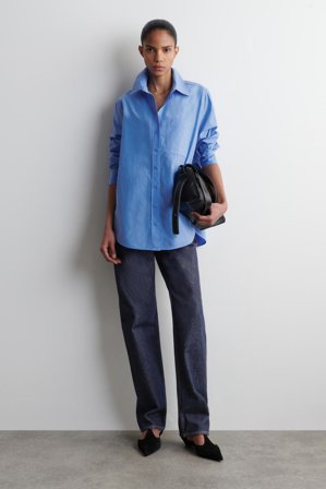 COS Women's Camicia Sartoriale In Cotone Pima in Blu