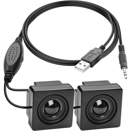 Mini computerhøjttaler til skrivebord med lydstyrkekontrol, USB-drevet, skjult stereo, lille højttaler til PC, laptop, notebook