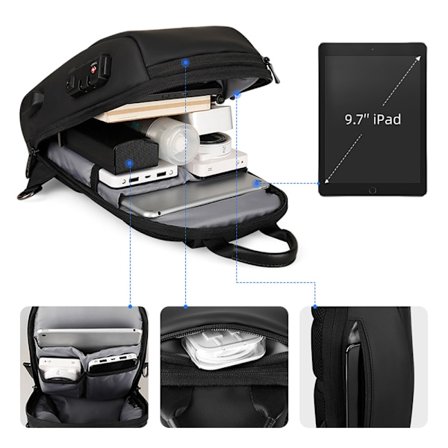 MARK RYDEN TSA Lås Crossbody Herrväska Vattentät USB Laddning Bröstväska Kort Rese Messenger Bröst Axelväska Män