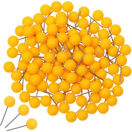 100 STK 1/4 Tomme Små Runde Kortnåle til Hjemmekontor Opslagstavle Korktavle Brug og DIY Håndværksprojekt (Orange)