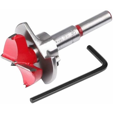 Träborr, Ø 35 mm justerbar positionering träskärare, hårdmetallhålsåg med djupstopp (djupområde 1040 mm)
