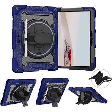 Fodral för Surface Go 3 2021, Surface Go 2 2020, Surface Go 2018, Robust Stötskyddande Fodral med Skärmskydd, Rotationshandtag Stativ
