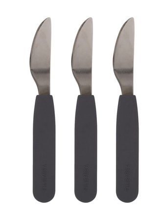 Filibabba Silikone Knive 3-Pak - Stone Grey - Black - L14CM